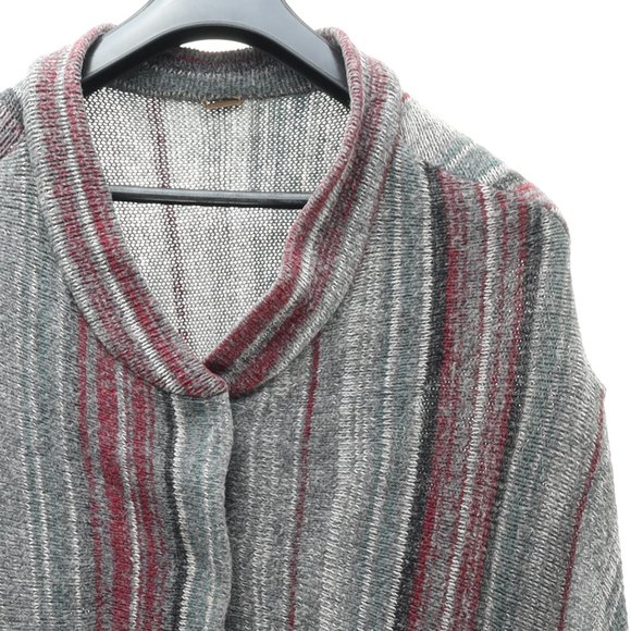 Free People β’ Fringe Boho WOOL Blend Poncho Sweater Duster Wrap Coat M-L - Picture 3 of 12